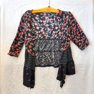 Kimchi Blue mixed print cardigan, size large.